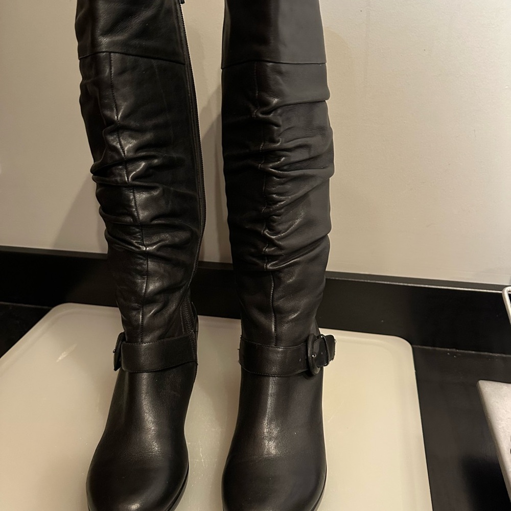 Black Leather Knee-High Boots size 38
